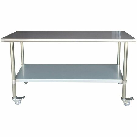 FINE-LINE 24 x 72 in. Stainless Steel Work Table with Casters FI199841